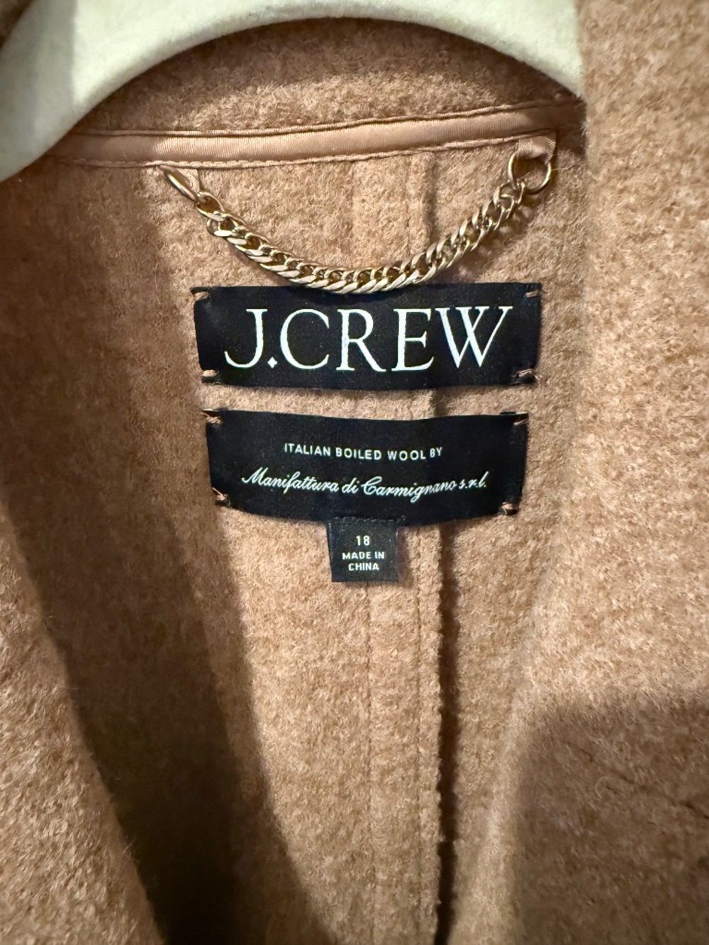 J. Crew Tan Daphne Boiled Italian Wool Coat Women's 18 - Picture 3 of 4